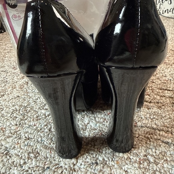 Platform Mary Jane Shoes Size 9-10 Black Patent Dancer Halloween Goth Heels - Picture 4 of 7